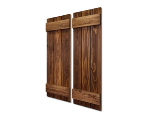 Board & Batten Shutters - 20 Stain Colors, Shown in Special Walnut