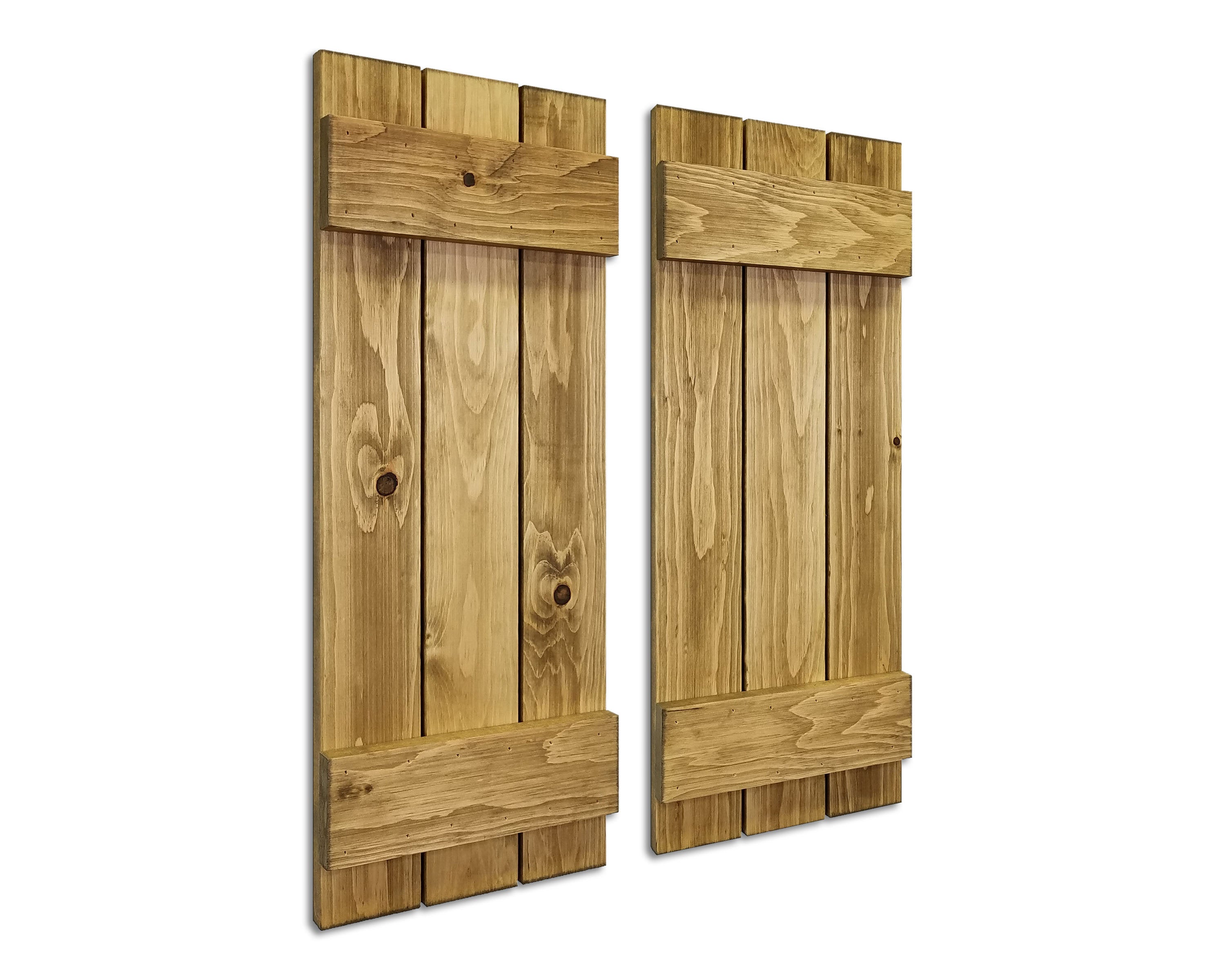 Board & Batten Shutters - 20 Stain Colors, Shown in Driftwood