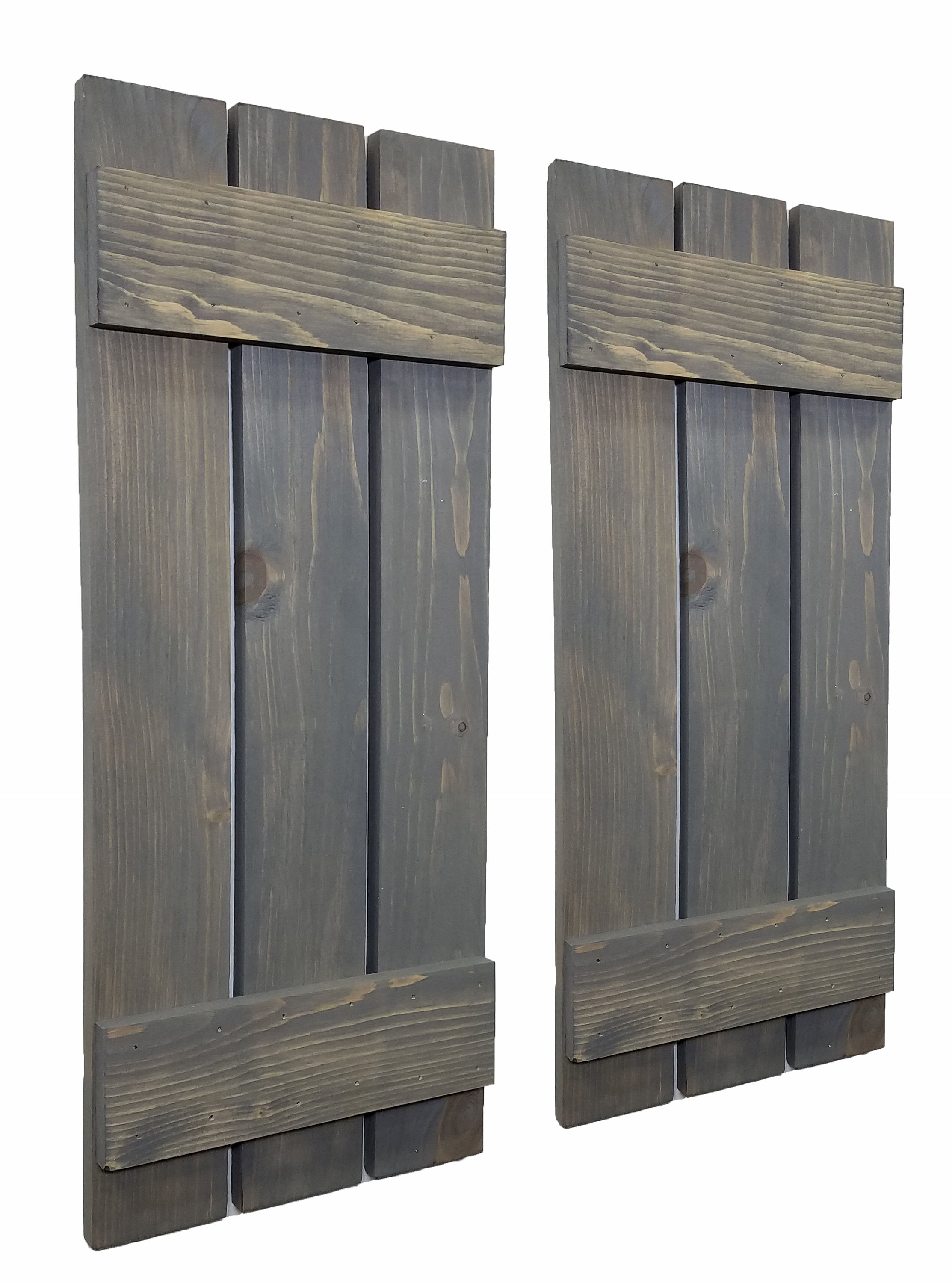 Board & Batten Shutters - 20 Stain Colors, Shown in Classic Gray
