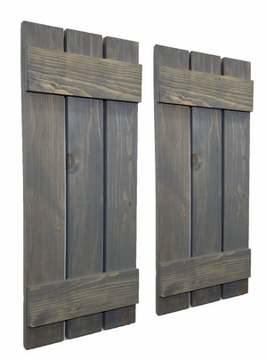 Board & Batten Shutters - 20 Stain Colors, Shown in Classic Gray