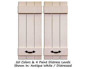 Board & Batten Shutters - 20 Paint Colors, Shown in Antique White