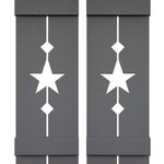 Amish Star Wooden Shutters - 20 Paint Colors, Shown in Slate Gray
