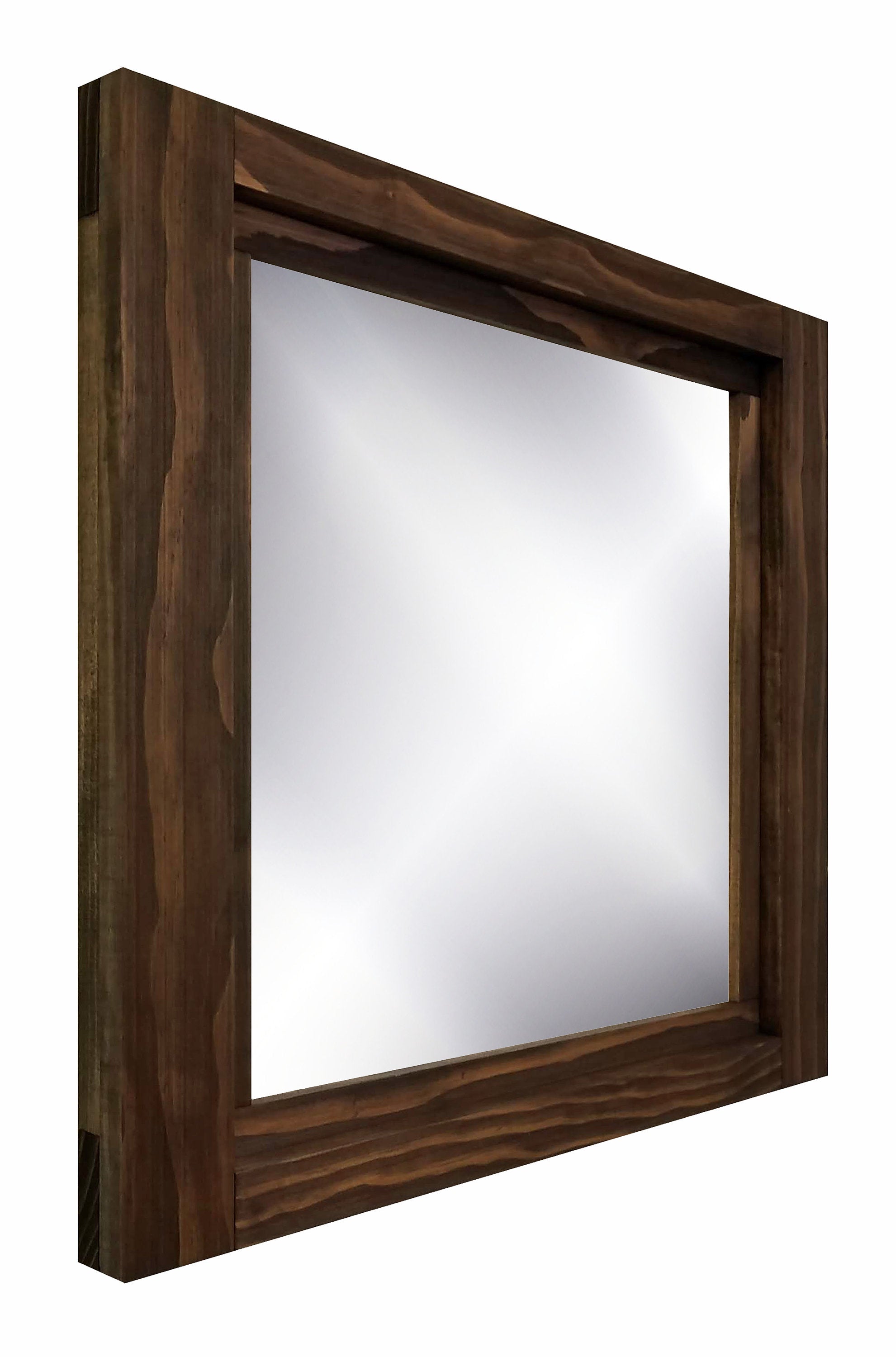 Farmhouse Wood Framed Wall Mirror, 5 Sizes & 20 Colors, Shown in Jacobean