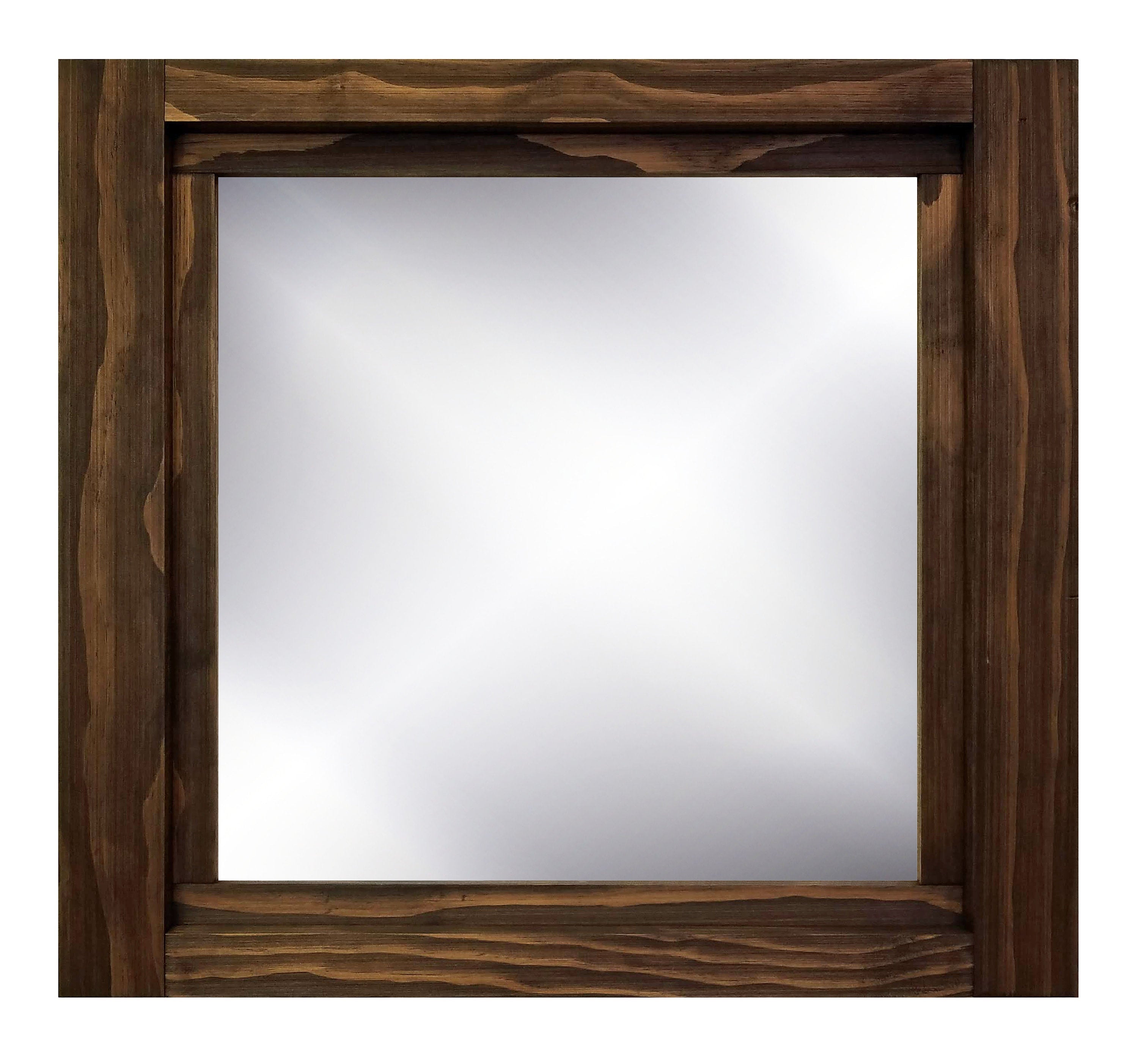 Farmhouse Wood Framed Wall Mirror, 5 Sizes & 20 Colors, Shown in Jacobean