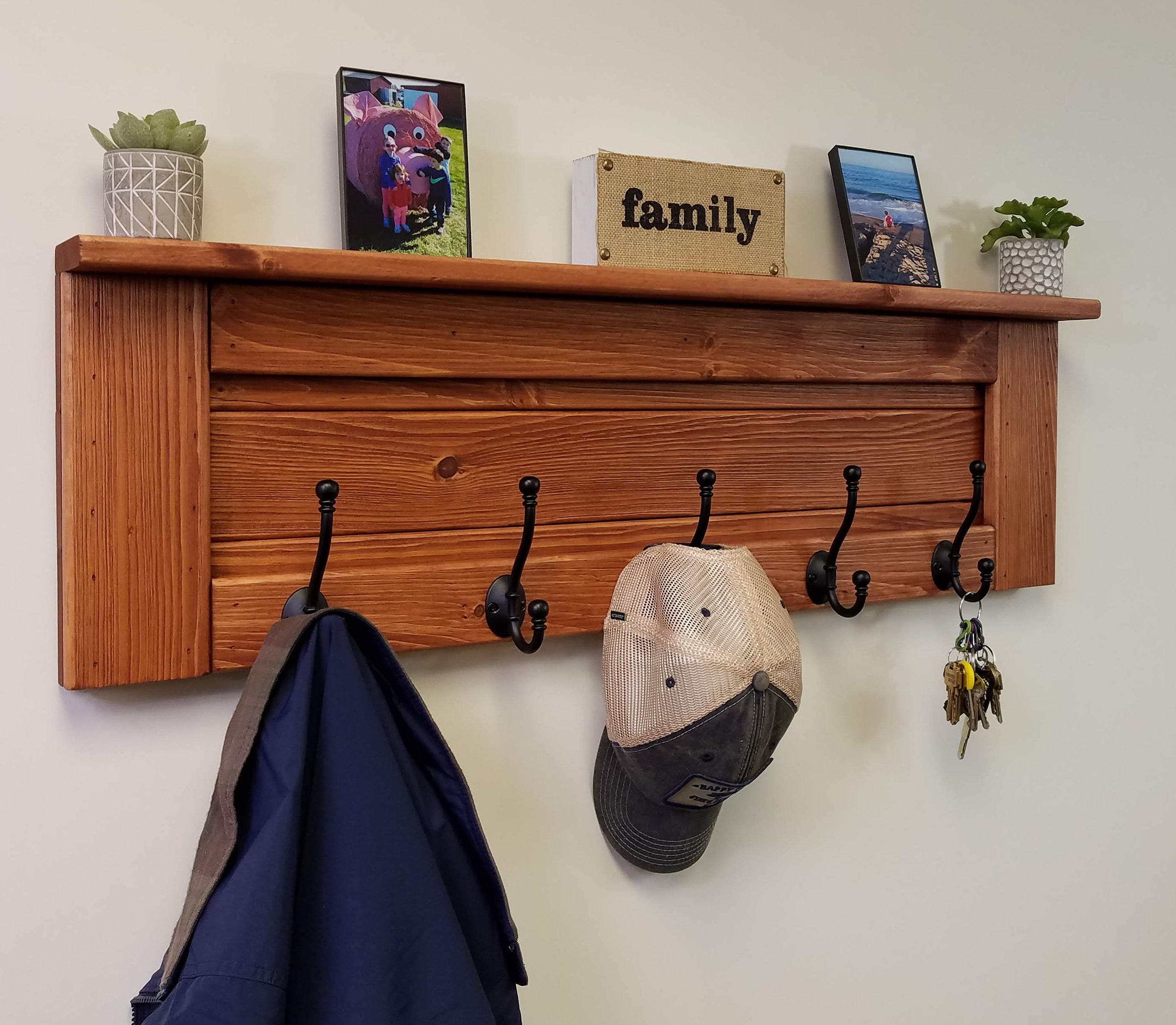 Coat Rack Shelf, Wall Coat Rack with Shelf, Wall Shelf with Hooks