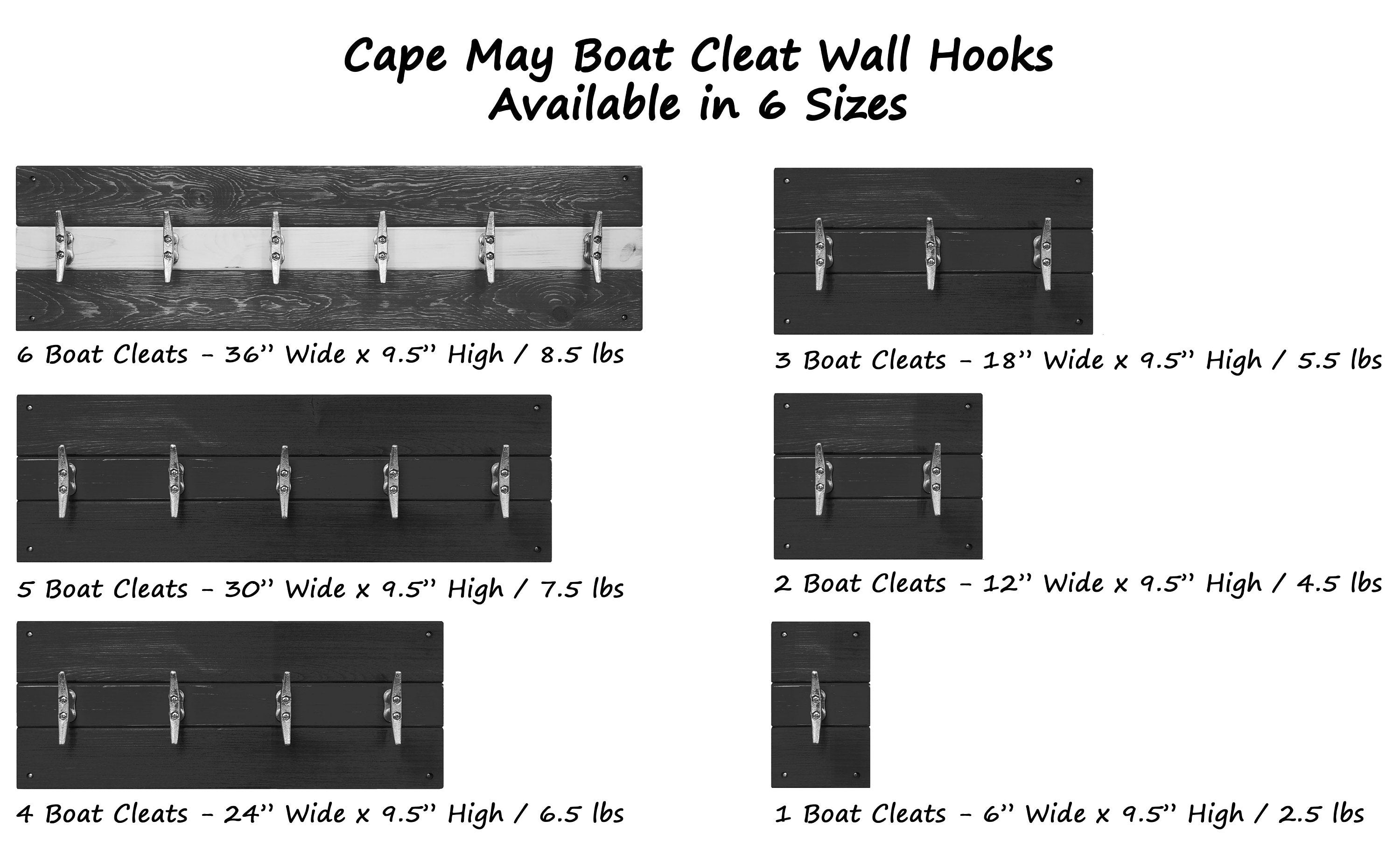 Cape May Boat Cleat Wall Hooks Sizes