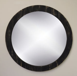 Wood Basics Round Decorative Wall Mirror, Mirror Wall Decor, Vanity Mirror, Bathroom Mirror, Industrial Mirror, Rustic Mirror - Renewed Decor & Storage
