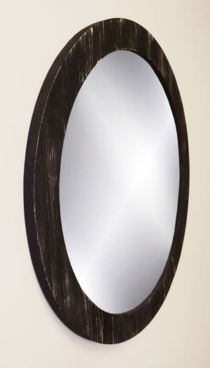 Wood Basics Round Decorative Wall Mirror, Mirror Wall Decor, Vanity Mirror, Bathroom Mirror, Industrial Mirror, Rustic Mirror - Renewed Decor & Storage
