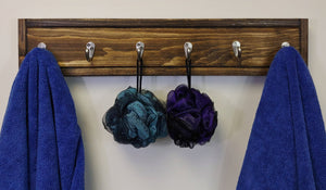 Herringbone Wall Hook Coat Rack 4 Sizes & 20 Colors, Dark Walnut & Nickel Hooks