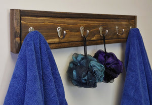 Herringbone Wall Hook Coat Rack 4 Sizes & 20 Colors, Dark Walnut & Nickel Hooks