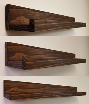 Farmhouse Rustic Wooden Ledge Shelf, 11 Sizes & 20 Colors, Shown in Jacobean