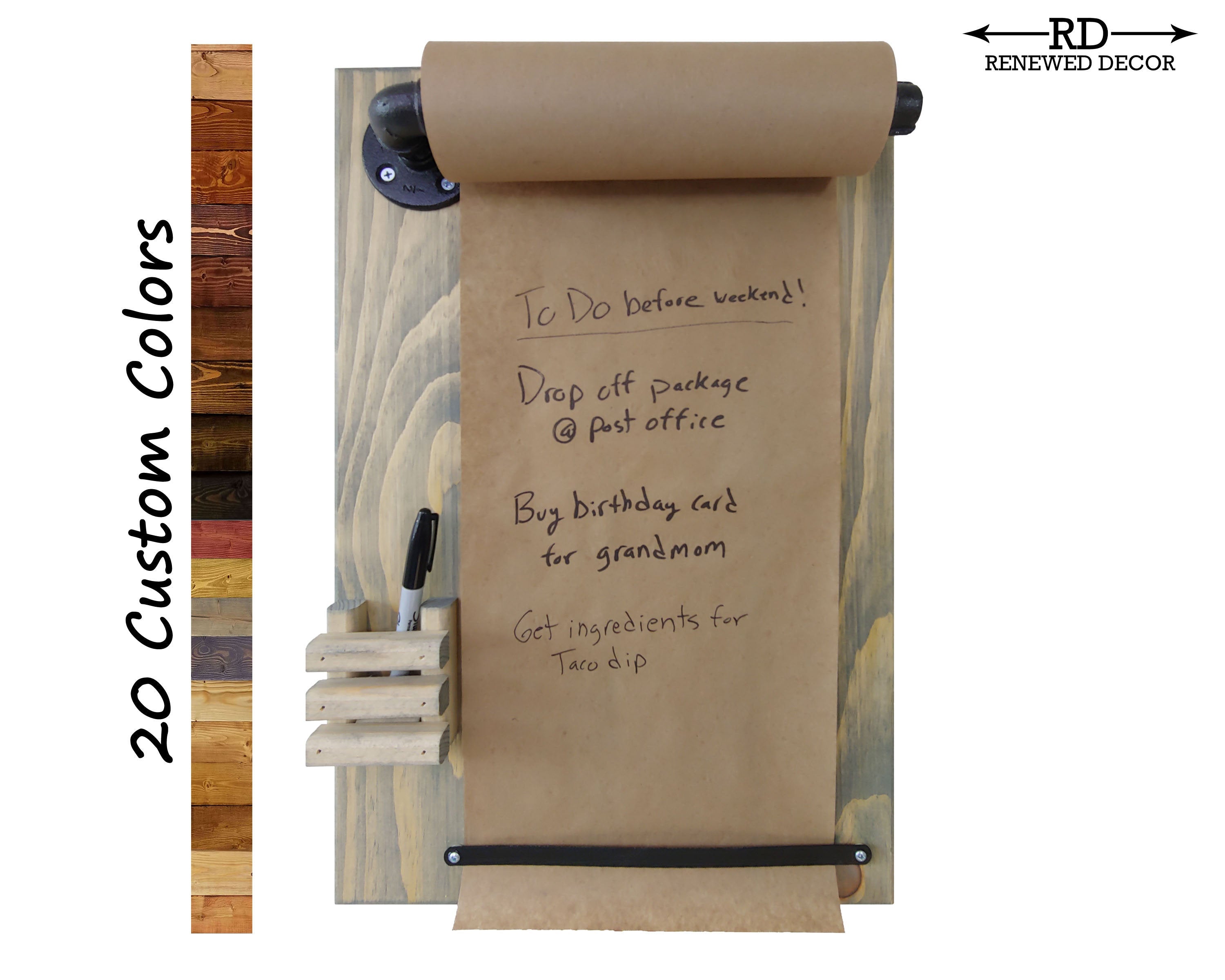 Rydal Farmhouse Rustic Wooden Memo Paper Roll Holder, Personalized Gift, Housewarming Gift, Farmhouse Wall Decor, Rustic - Renewed Decor & Storage