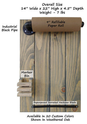 Rydal Farmhouse Rustic Wooden Memo Paper Roll Holder, Personalized Gift, Housewarming Gift, Farmhouse Wall Decor, Rustic - Renewed Decor & Storage