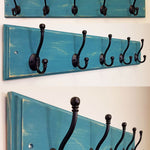 Brookside Wall Mounted Hook Rack - 20 Paint Colors, Shown in Coral Blue