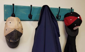 Brookside Wall Mounted Hook Rack - 20 Paint Colors, Shown in Coral Blue