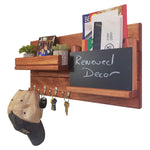 Chalkboard Front Classic Farmhouse Wall Mounted Organizer - 20 Stain Colors - Red Chestnut
