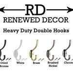 wall mounted coat rack Heavy Duty Double Hooks, 5 Finishes Oiled Bronze, Nickel, Chrome, Brass, White