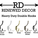 Heavy Duty Double Hooks, 5 Finishes Oiled Bronze, Nickel, Chrome, Brass, White