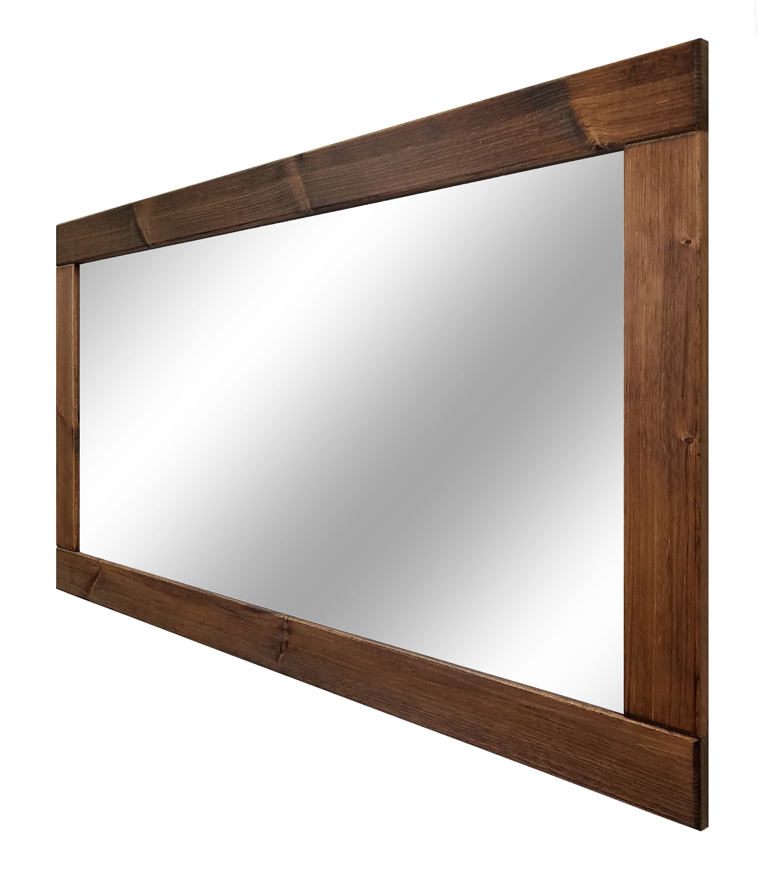 Natural Rustic Wall Mirror, Reclaimed Styled Wood Mirror, Vanity Mirror, Barnwood Mirror, Farmhouse Wall Decor, Bathroom Decor - Renewed Decor & Storage