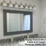 shiplap framed mirror - wood stain